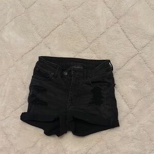 American Eagle Black Distressed Denim Shorts